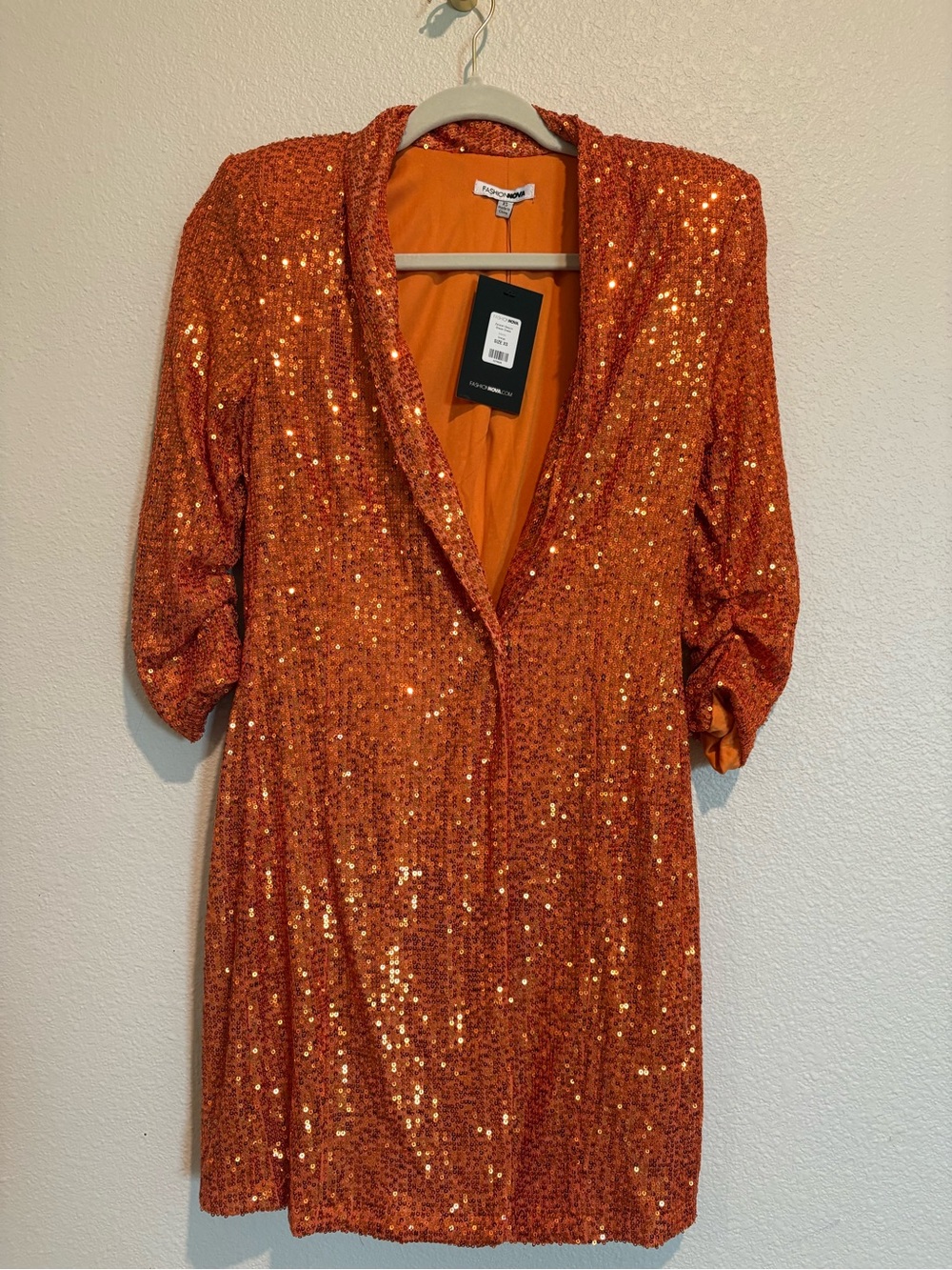 Women’s Fashion Nova Orange Sequin Party Dress